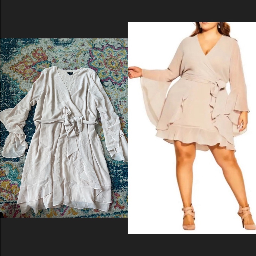 City Chic Cream Wrap Dress